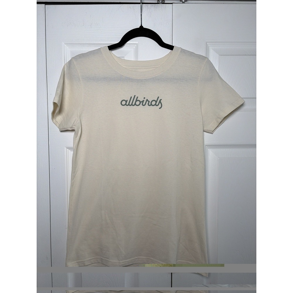 Allbirds Logo Graphic Tee Womens Size M Cream Off-White Recycled Tee